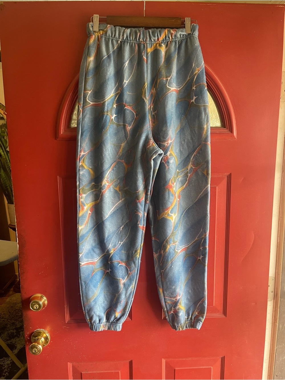 Printed Blue Marble Jogger Pants for Women